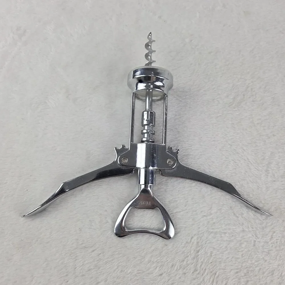 Vintage‎ Italian Wing Corkscrew Bottle Opener Chrome Italy Bar Tool